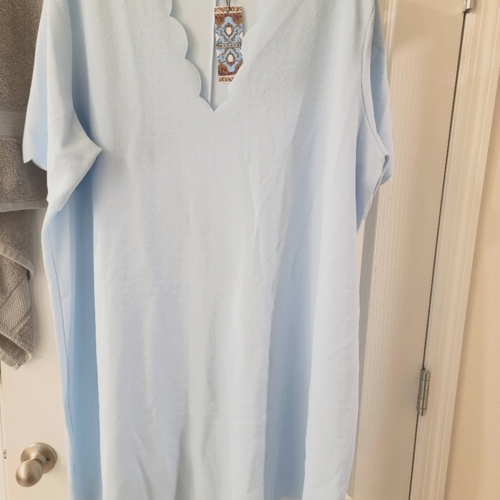Scalloped neck tshirt dress